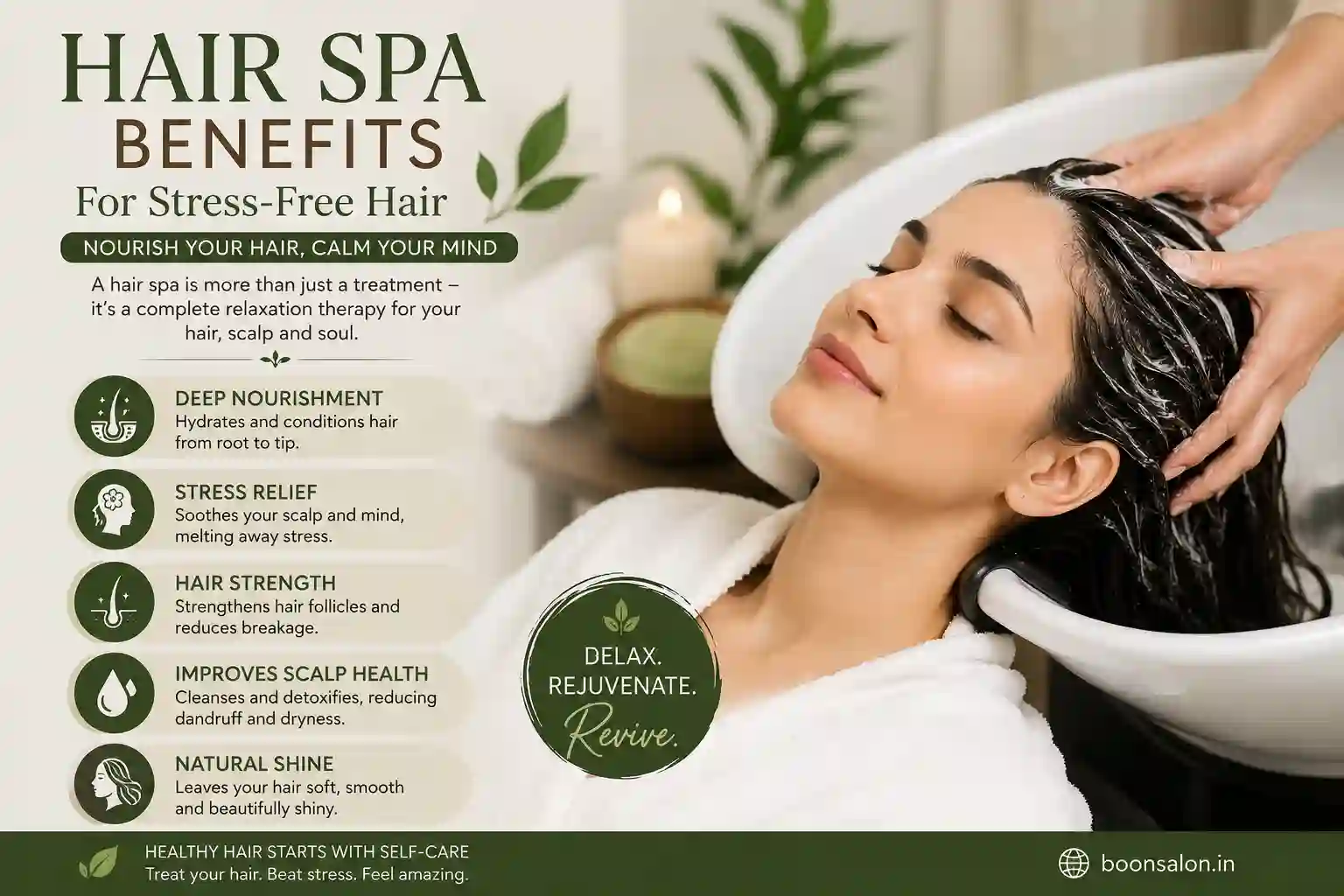 Hair Spa Benefits for Stress-Free Hair at Boon Salon